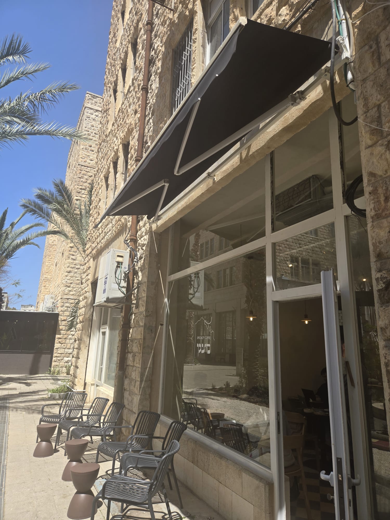 Cafe Maagan storefront in downtown Haifa