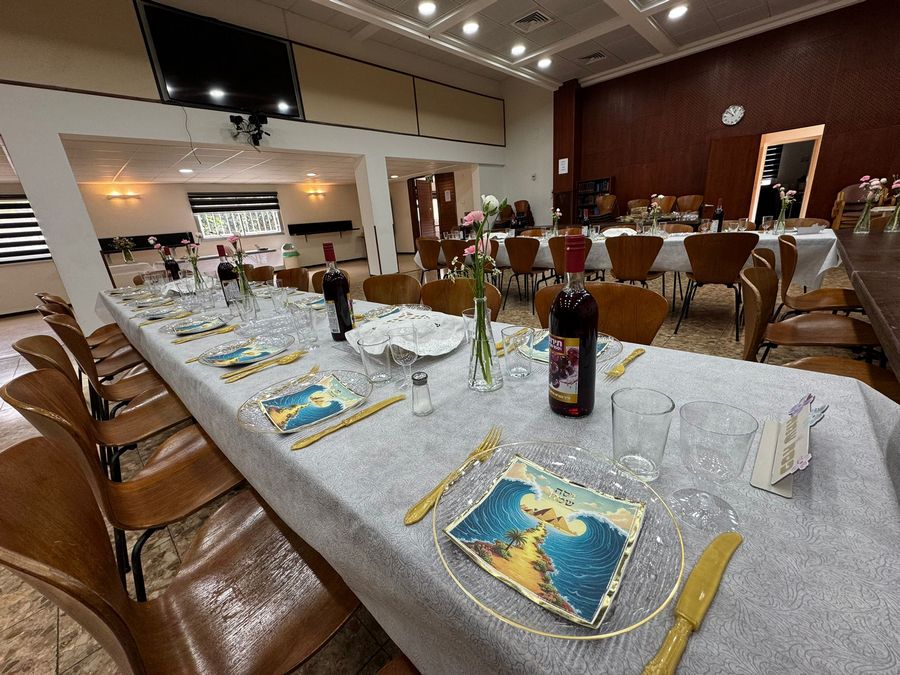 Passover Seder table set for guests during the war