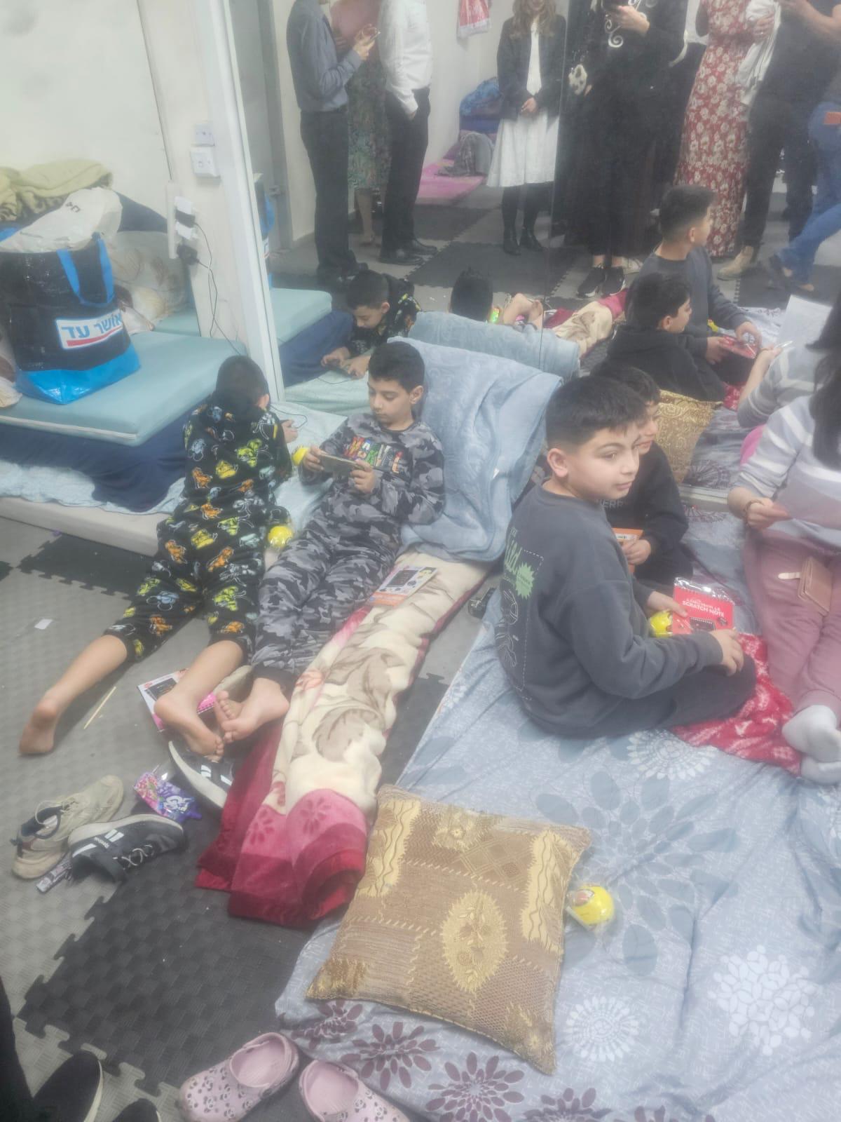 Families at a shelter during the war